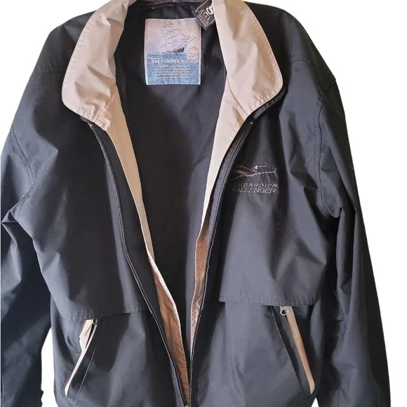 Gear Bombarier Challenger Jacket Coat Mens Sz M Zip Front Pockets Blue Tan - Picture 4 of 6